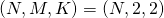 (N,M,K) = (N,2,2)